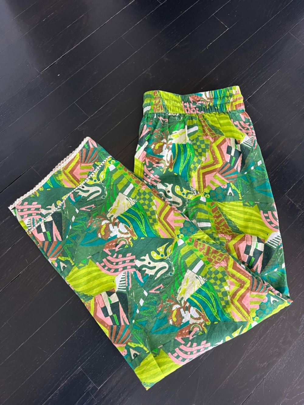 Haute Hippie women’s Bright Green Multicolor pants